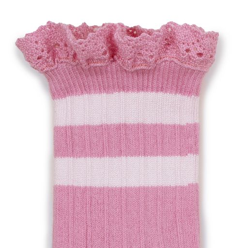 Collegien Nicole Varsity Lace Trim Socks/ Rose Bonbon *preorder*