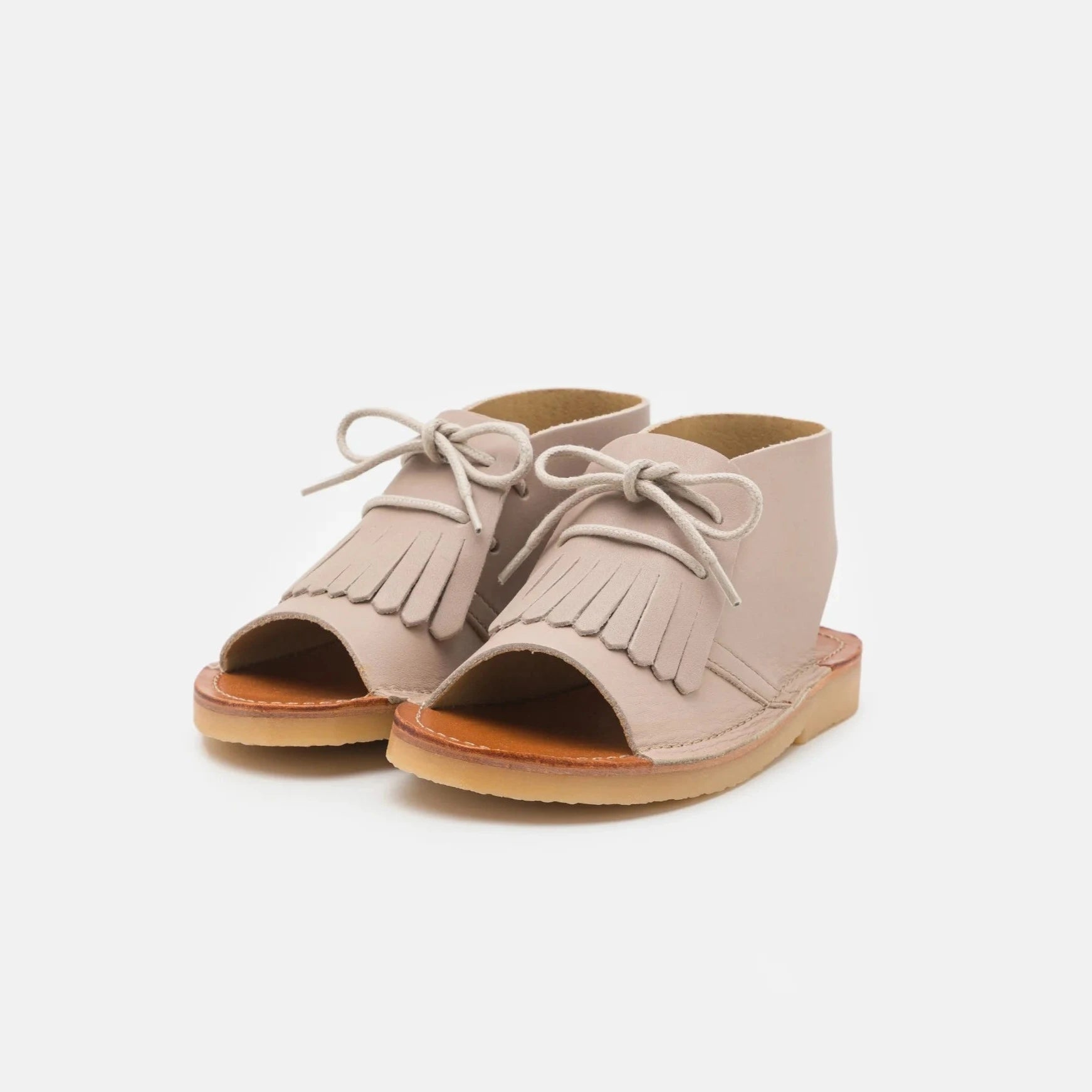 Young Soles Agnes Kilted Boot Sandals Nude Pink