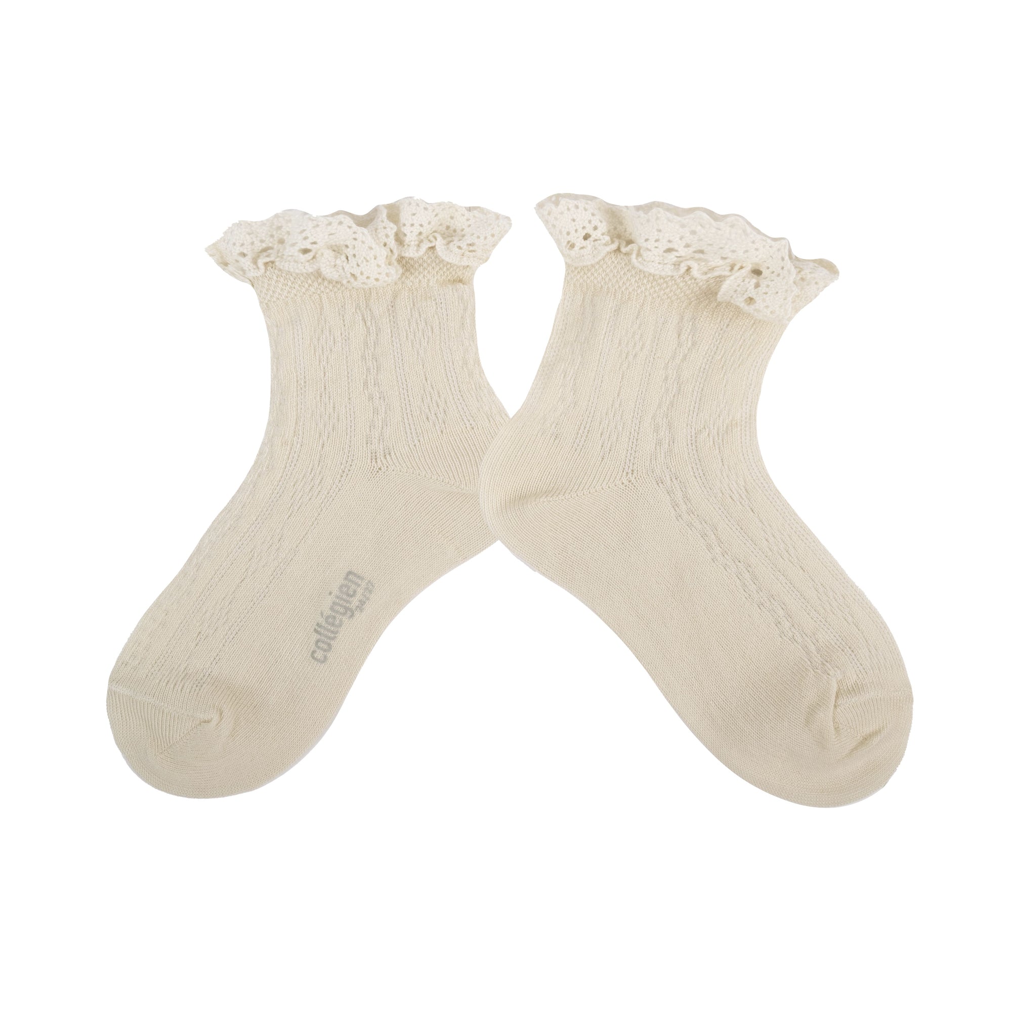 Collegien Annette lightweight Pointelle Socks w/ Lace Frill / Doux Agneaux *preorder*