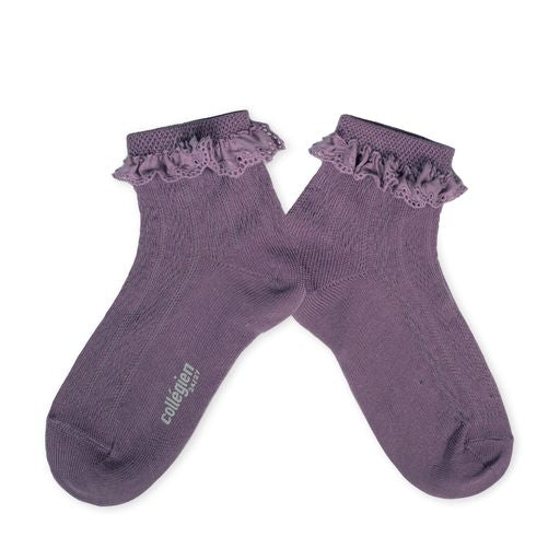 Collegien Marie Pointelle Socks Broderie Anglaise/Glycine du Japon *preorder*