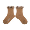 Collegien Polka Dots Ruffle Ankle Socks - Caramel *Preorder*