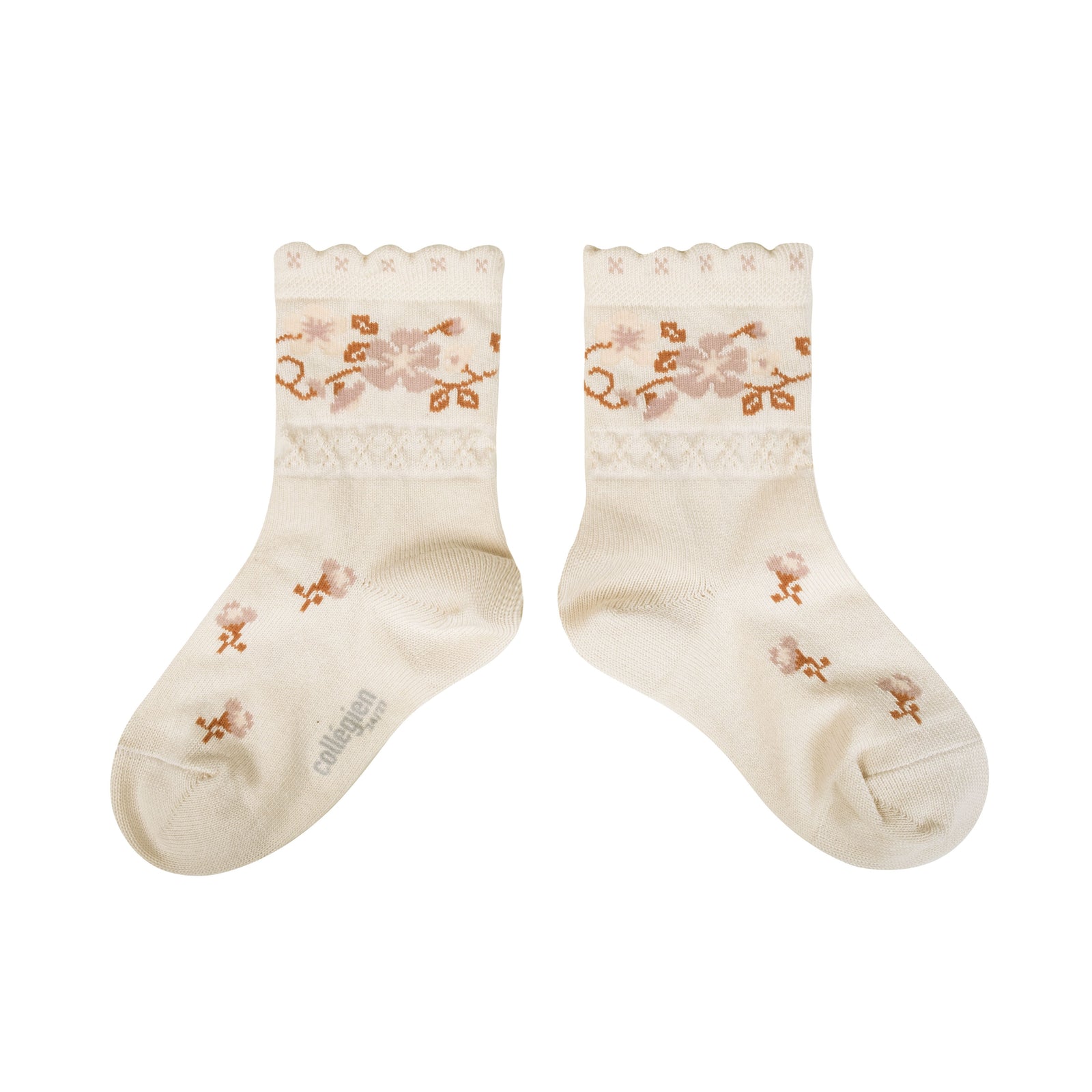 Collegien Camelia Jacquard Flower Ankle Socks - Doux Agneaux *Preorder*