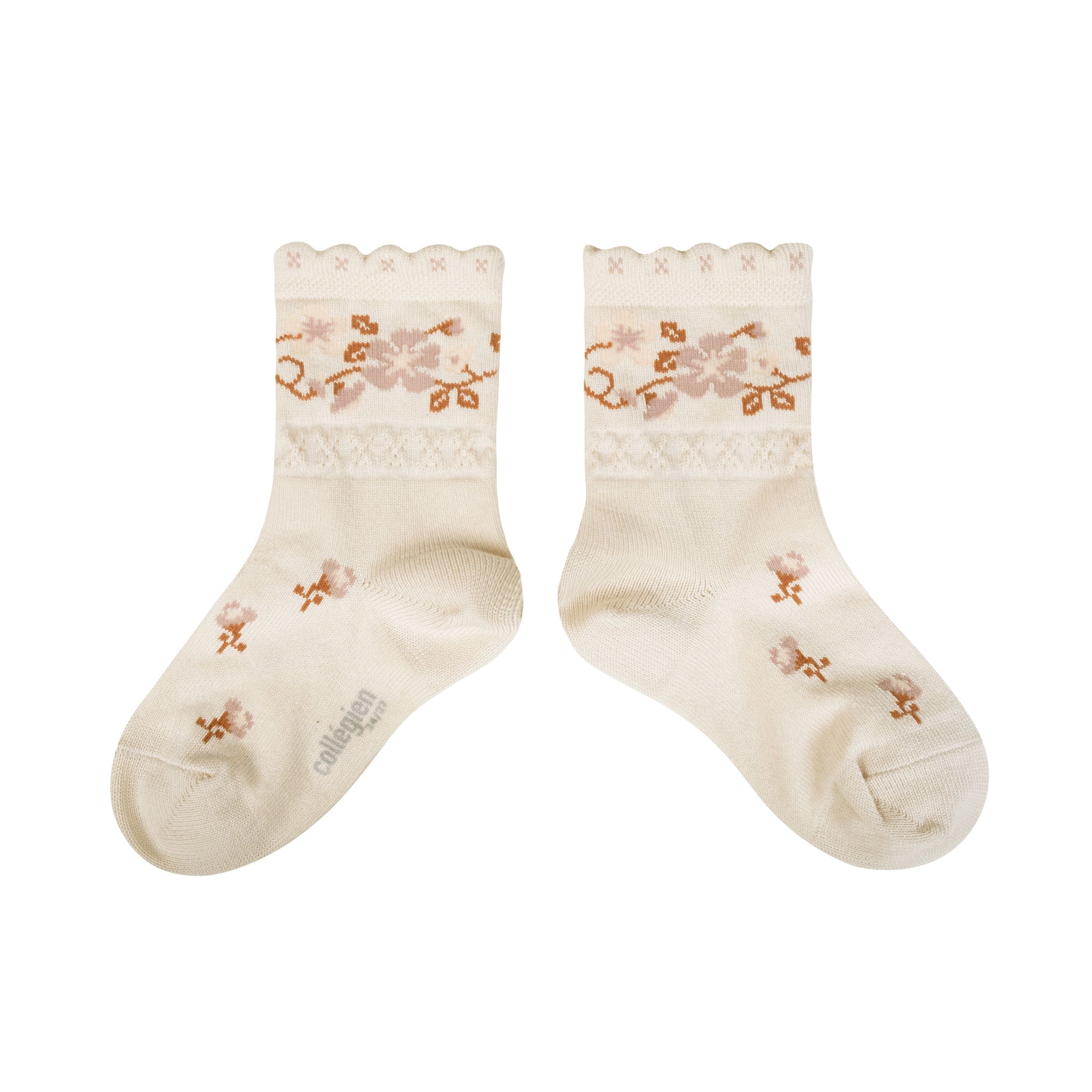Collegien Camelia Jacquard Flower Ankle Socks - Doux Agneaux
