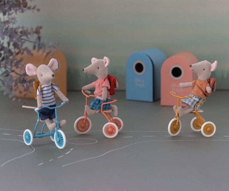 Maileg Tricycle mouse, Big Sister W/Bag - Rose