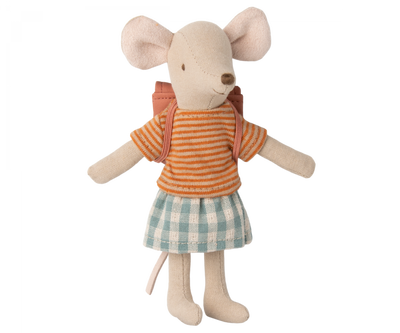 Maileg Tricycle mouse, Big Sister W/Bag - Rose