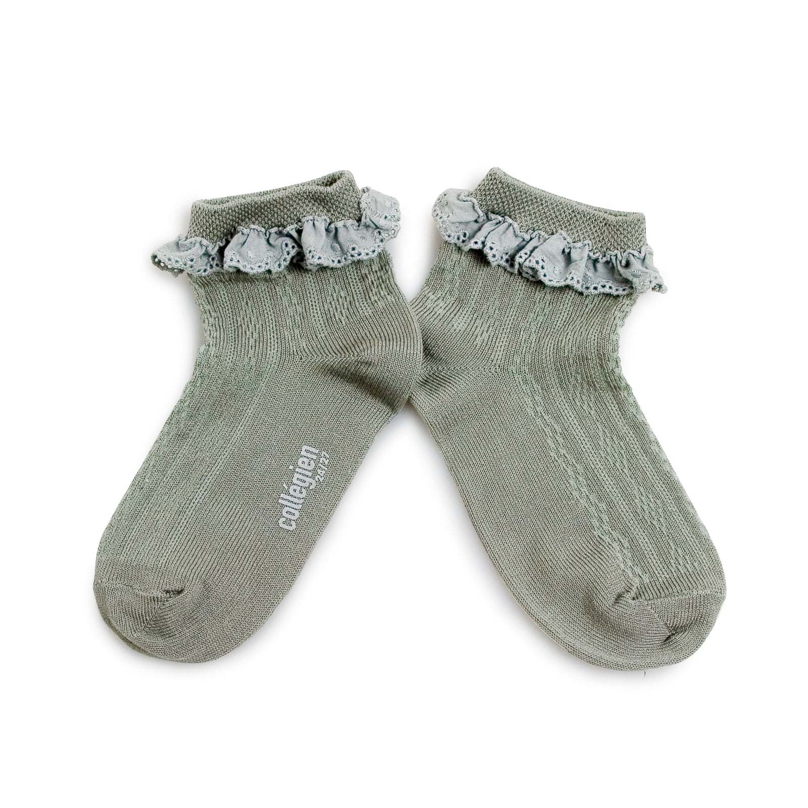 Collegien Marie Pointelle Socks Broderie Anglaise /Aigue Marine *preorder*