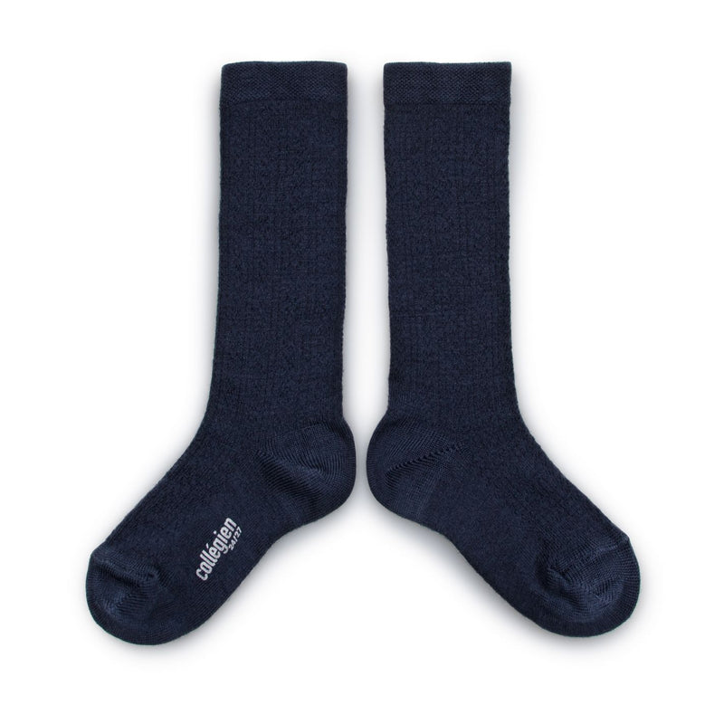 Collegien Pointelle Merino Wool Knee High Socks / Nuit Etoilee *preorder*