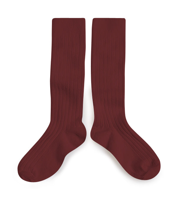 Collegien Ribbed Knee High Socks / Châtaigne *preorder*