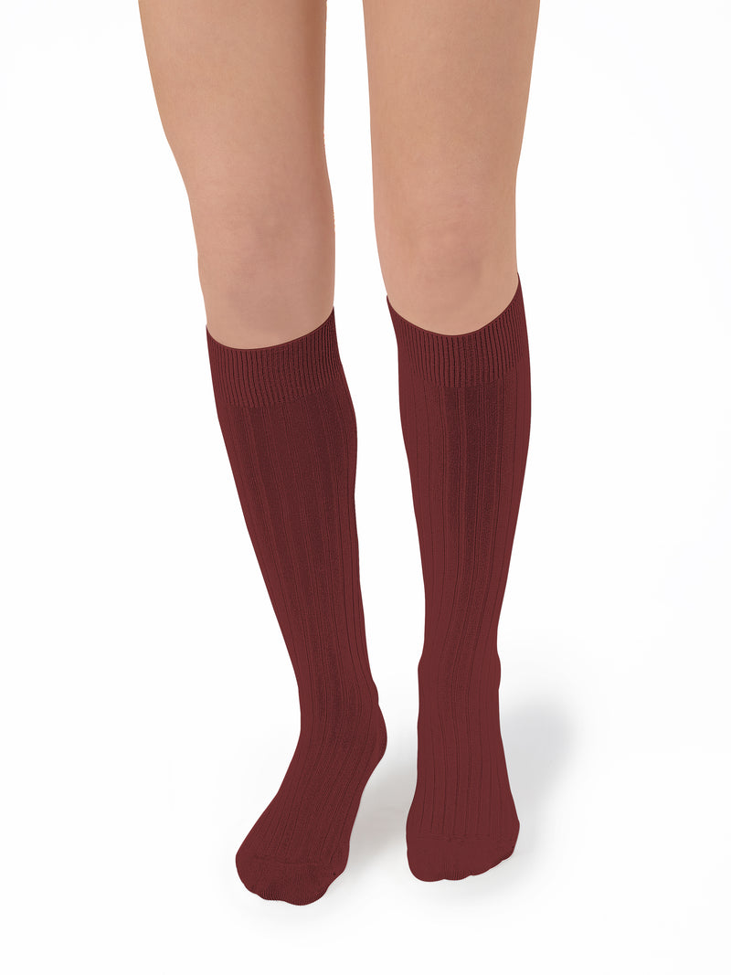 Collegien Ribbed Knee High Socks / Châtaigne *preorder*
