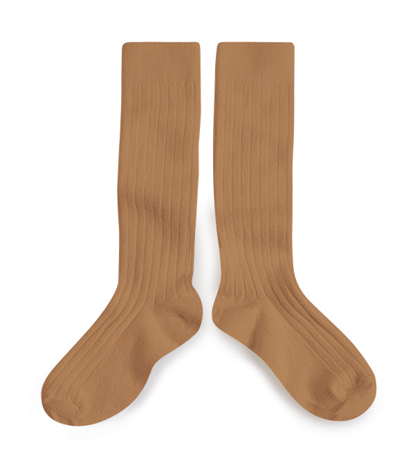 Collegien Ribbed Knee High Socks / Caramel Au Beurre  *preorder*