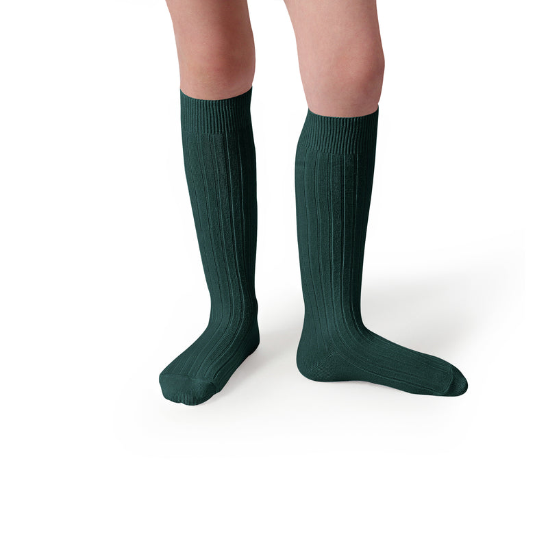Collegien Ribbed Knee High Socks / Vert Foret *preorder*