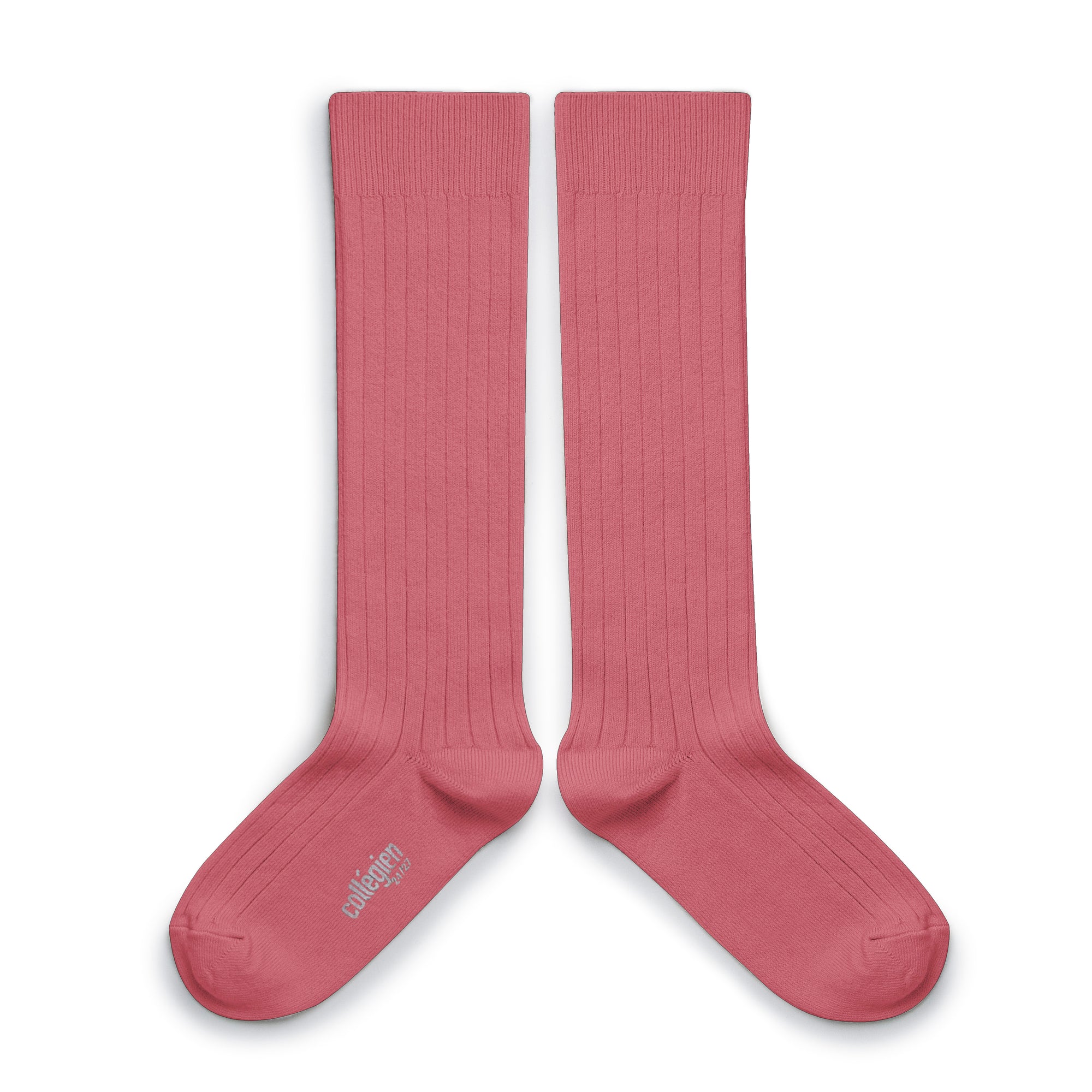 Collegien Ribbed Knee High Socks / Rose Litchi *preorder*
