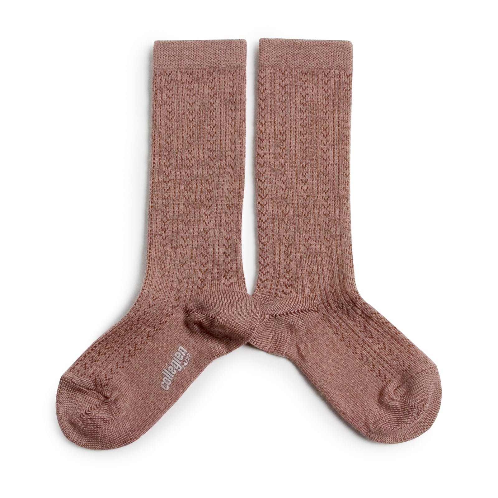 Collegien Pointelle Merino Wool Knee High Socks / Vieux Rose *preorder*
