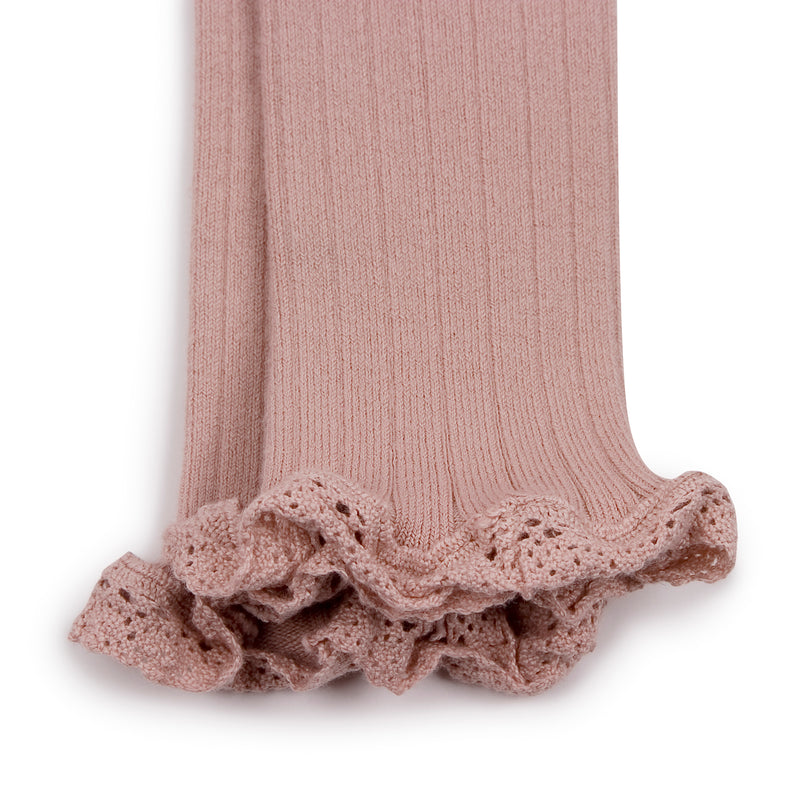 Collegien Alienor Lace Trim Footless Tights/ Vieux Rose *PreOrder*