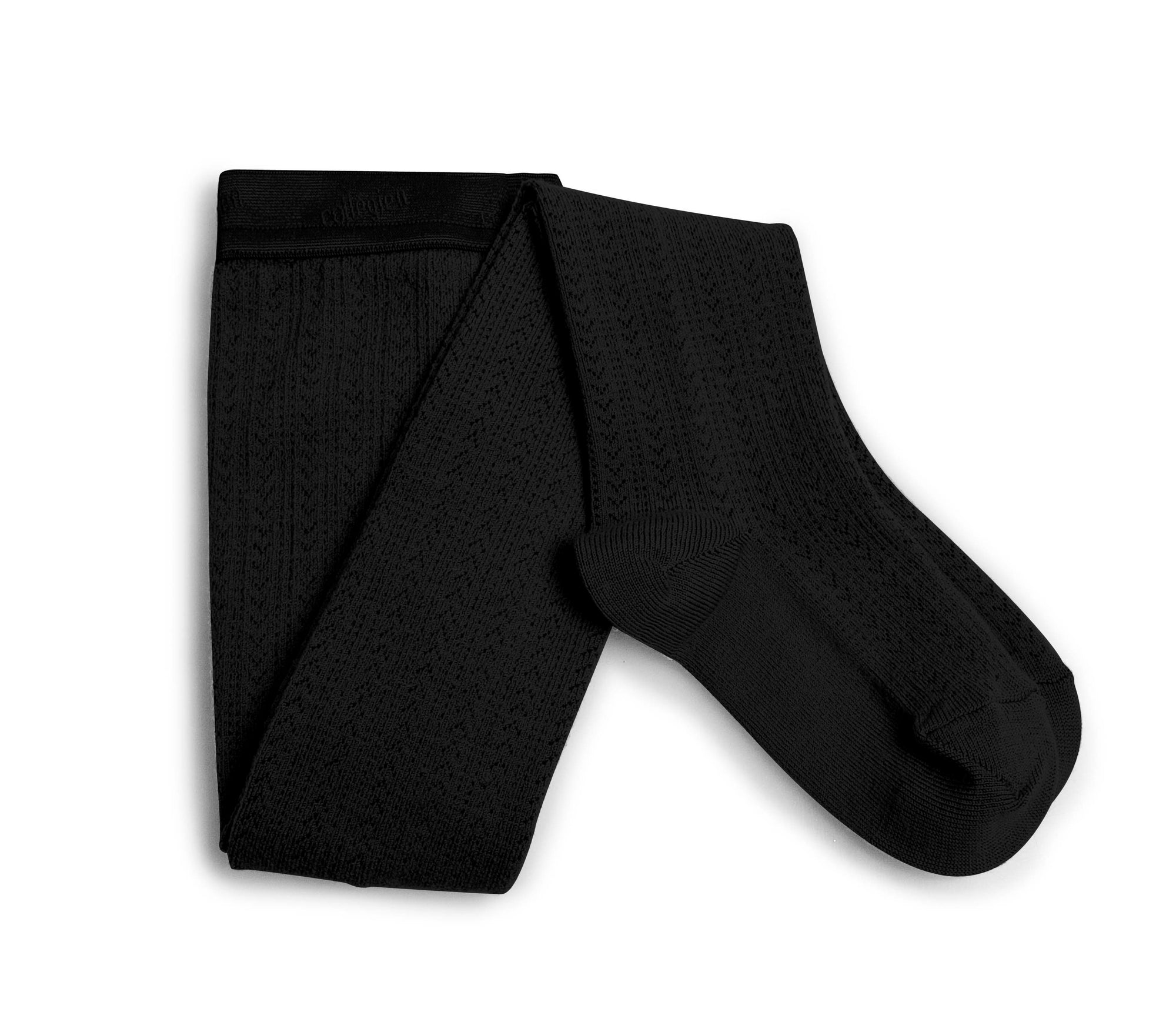 Collegien Pointelle Merino Wool Tights / Noir De Charbon *PreOrder*