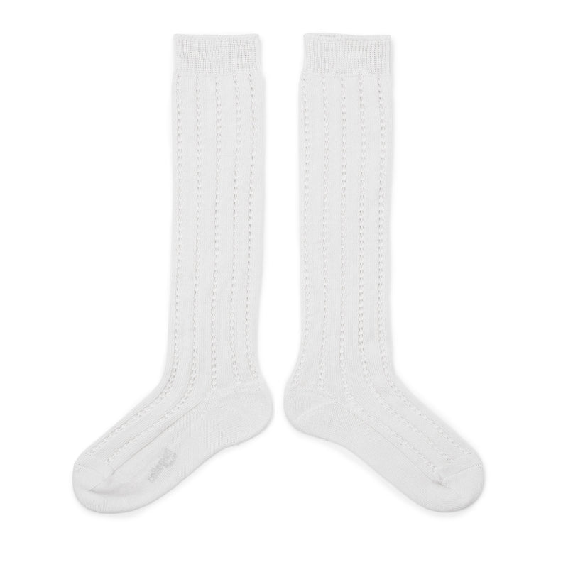 Collegien Leonie lightweight openwork Knee High Socks/Blanc *preorder*