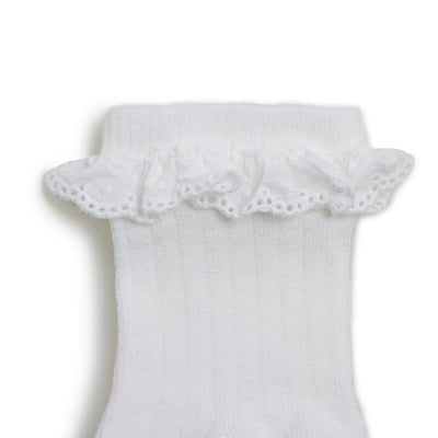 Collegien Lightweight Ribbed Socks Pauline - Blanc Neige *preorder*