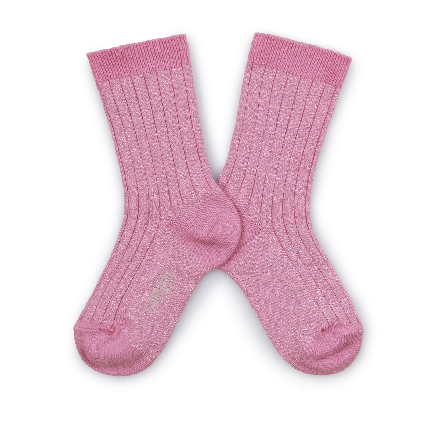Collegien Victoire Ribbed Glitter Socks  / Rose Bonbon *preorder*