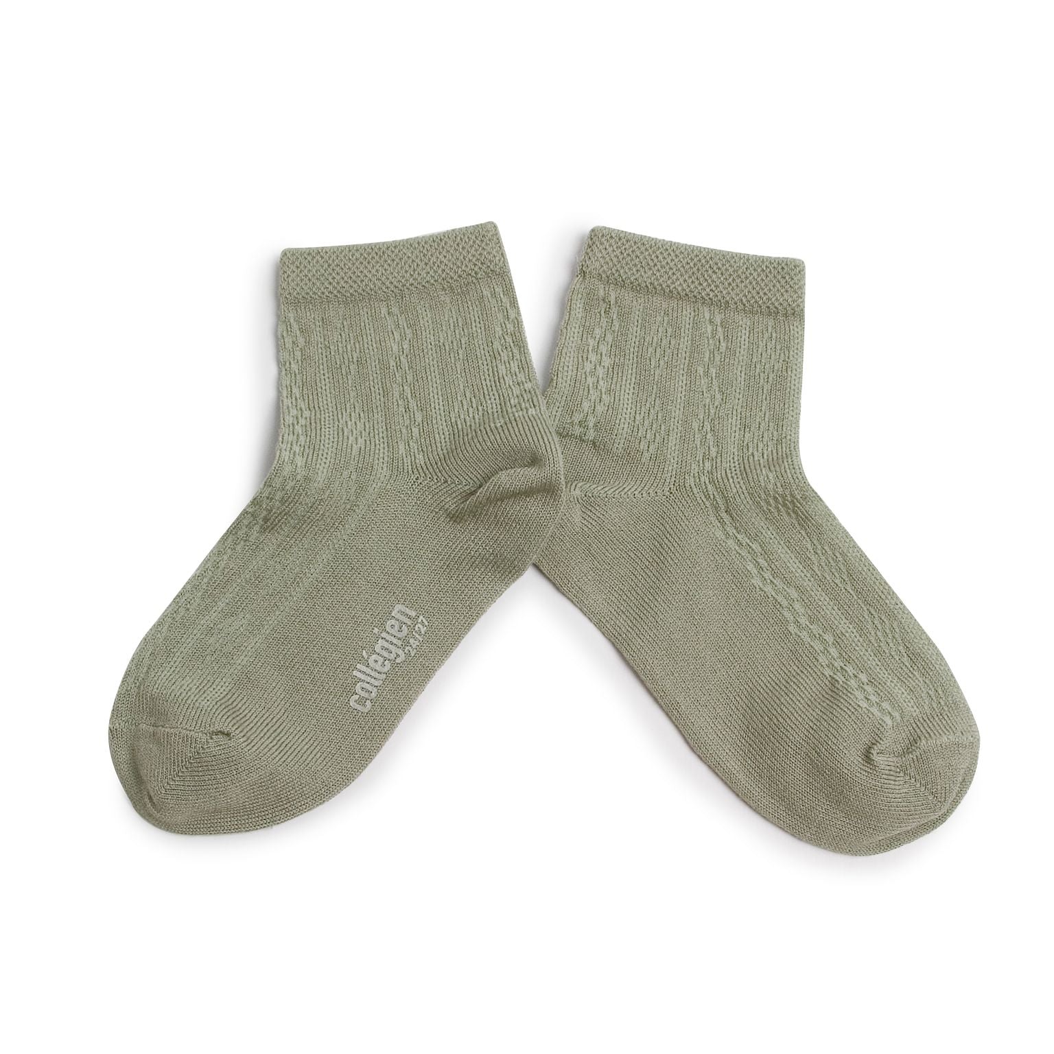 Collegien Antoinette Pointelle Cotton Ankle Socks / Aigue Marine *preorder*
