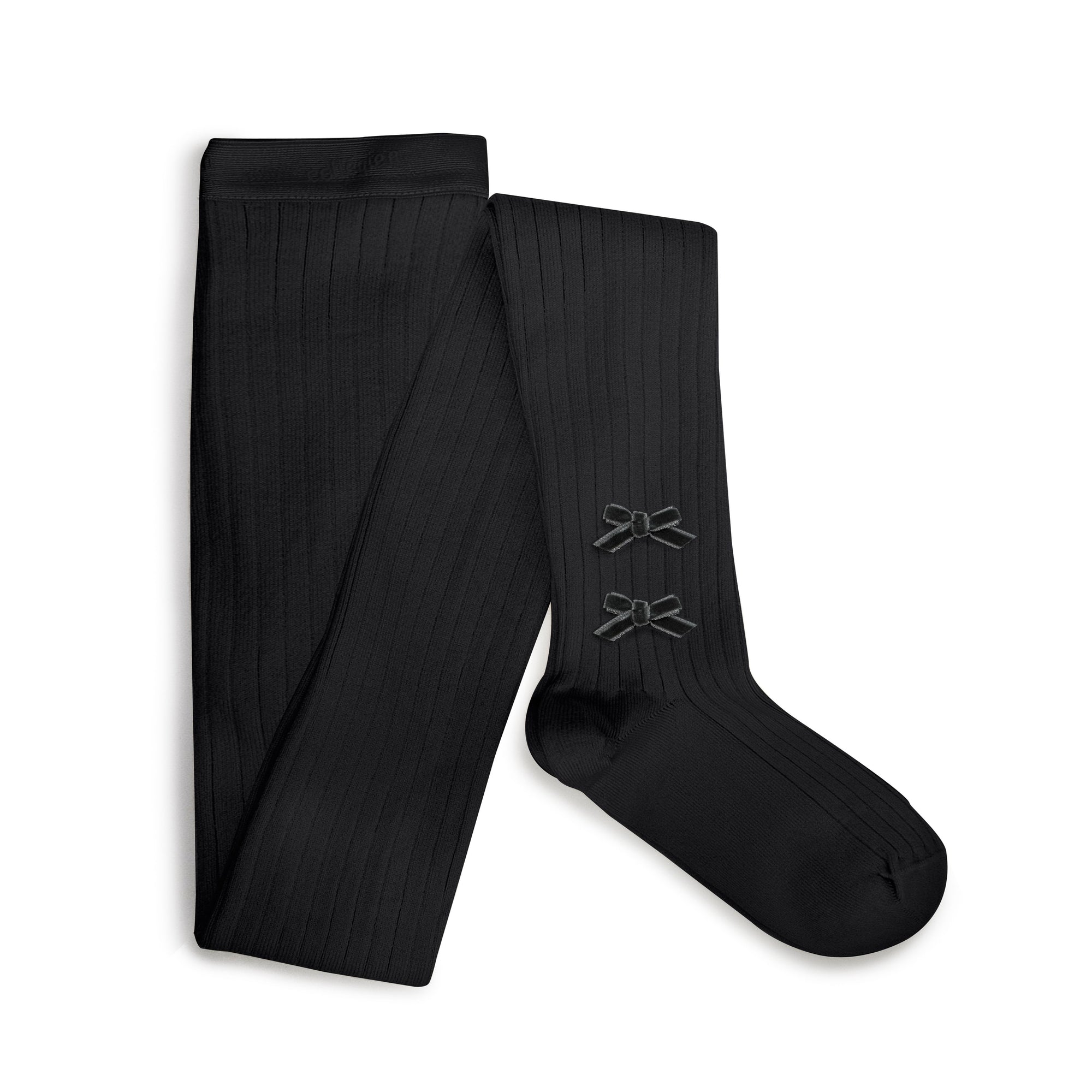 Collegien Ribbed Tights w. Velvet Bows / Pierre de Volvic *PreOrder*