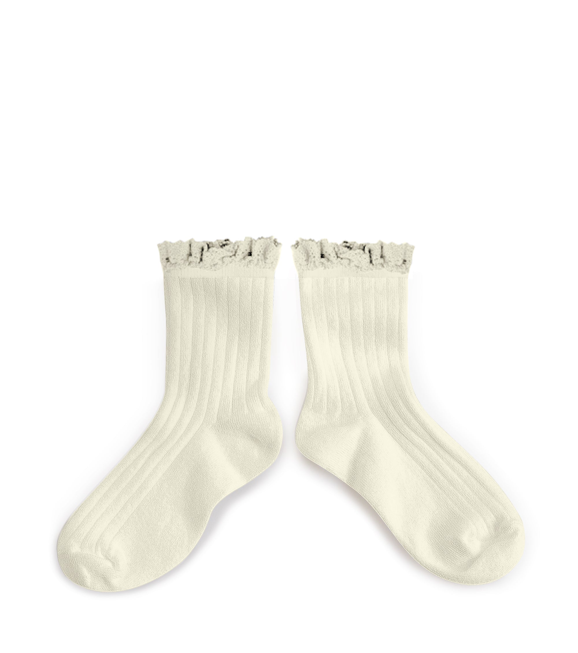 Collegien Ribbed Lace Trim Ankle Socks / Doux Agneaux