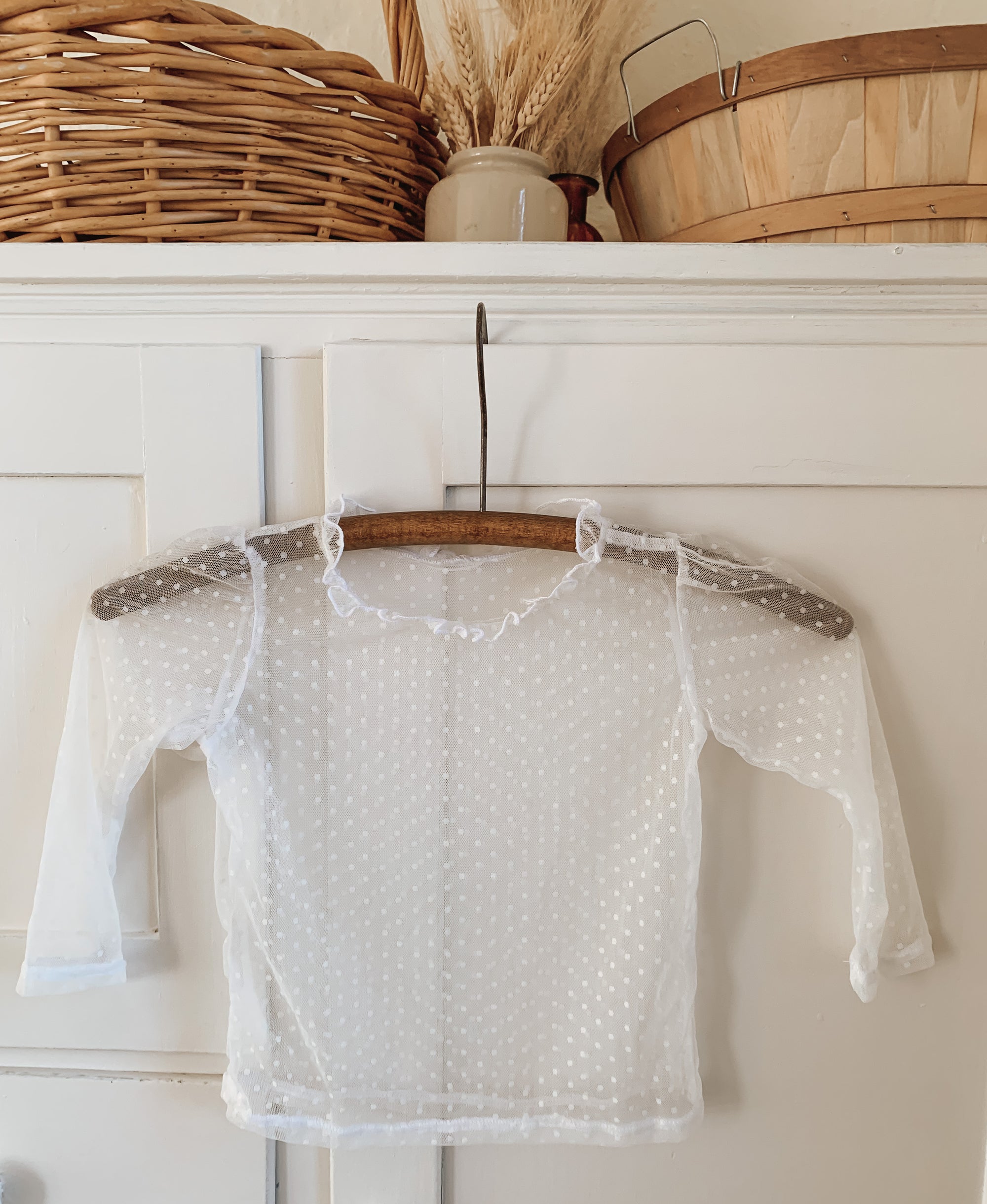 Le Petit Elle Mesh Layer Top - Off White *6-7 weeks PREORDER*