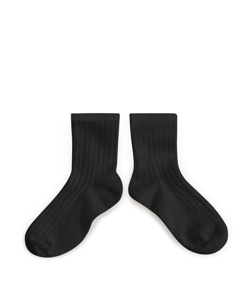 Collegien  Ribbed Ankle Socks - Noir de Charbon *preorder*