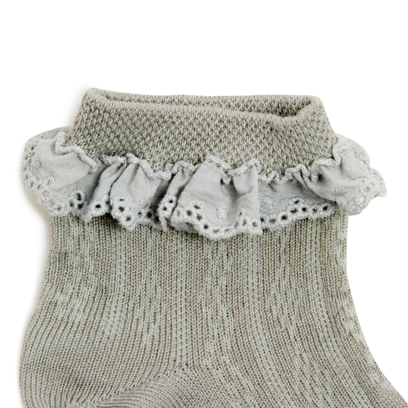 Collegien Marie Pointelle Socks Broderie Anglaise /Aigue Marine *preorder*