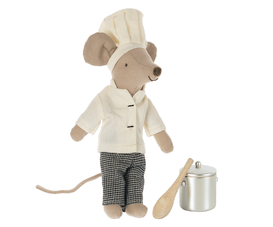 Maileg Chef Mouse w. soup pot and spoon