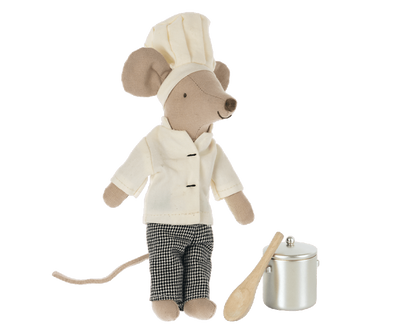 Maileg Chef Mouse w. soup pot and spoon