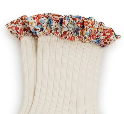 Collegien Ribbed Liberty Trim Ankle Socks / Doux Agneaux