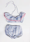 Le Petit Elle Ryliegh Bikini Sunsuit / Pale Blue Stripes - Le Petit Organic