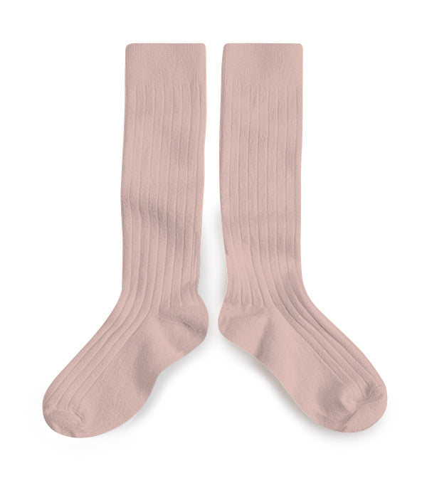 Collegien Ribbed Knee High Socks / Vieux Rose *preorder*