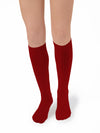 Collegien Ribbed Knee High Socks / Rouge Carmin *preorder*