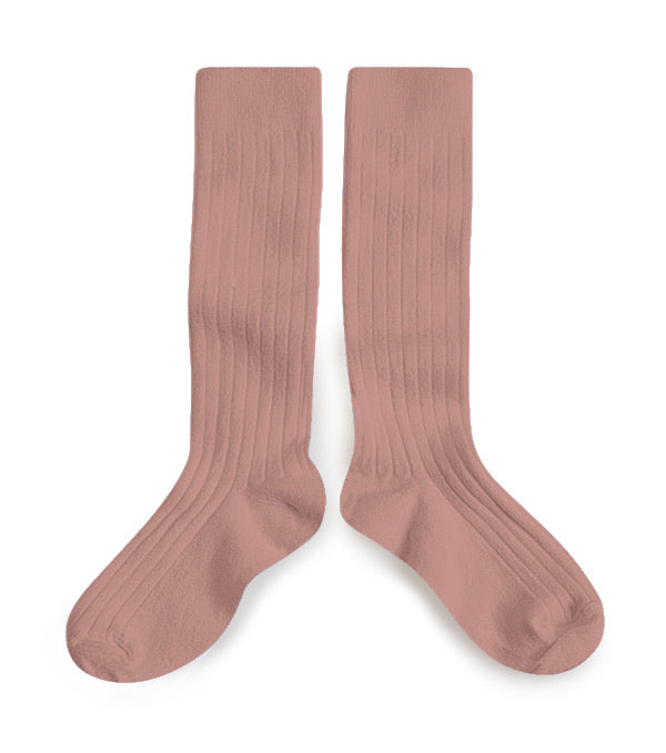 Collegien Ribbed Knee High Socks / Bois De Rose *preorder*
