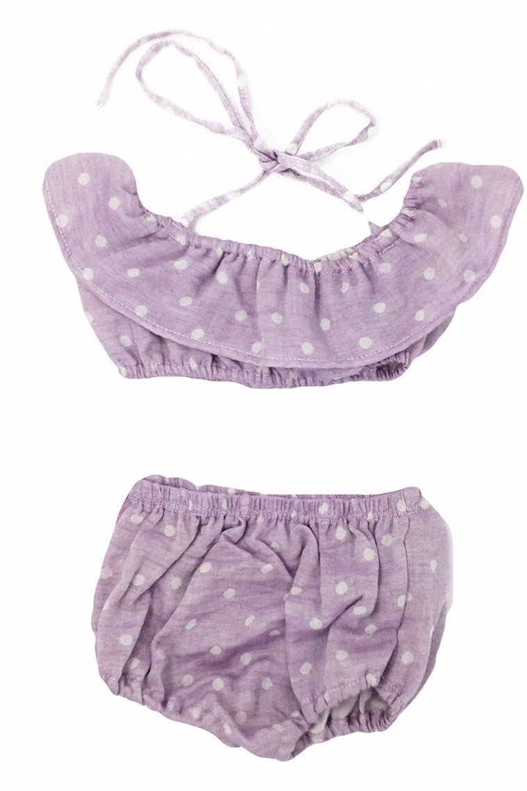Le Petit Elle Ryliegh Bikini Sunsuit / Purple dots - Le Petit Organic