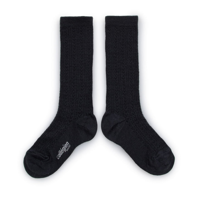 Collegien Pointelle Merino Wool Knee High Socks / Pierre de Volvic *preorder*